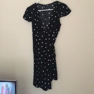 Polka Dot Wrap Front Dress